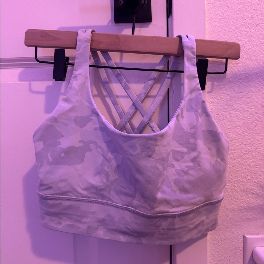 Lululemon Energy Bra Long Line Medium Support, B-D Cup - White Camo - Picture 3 of 5